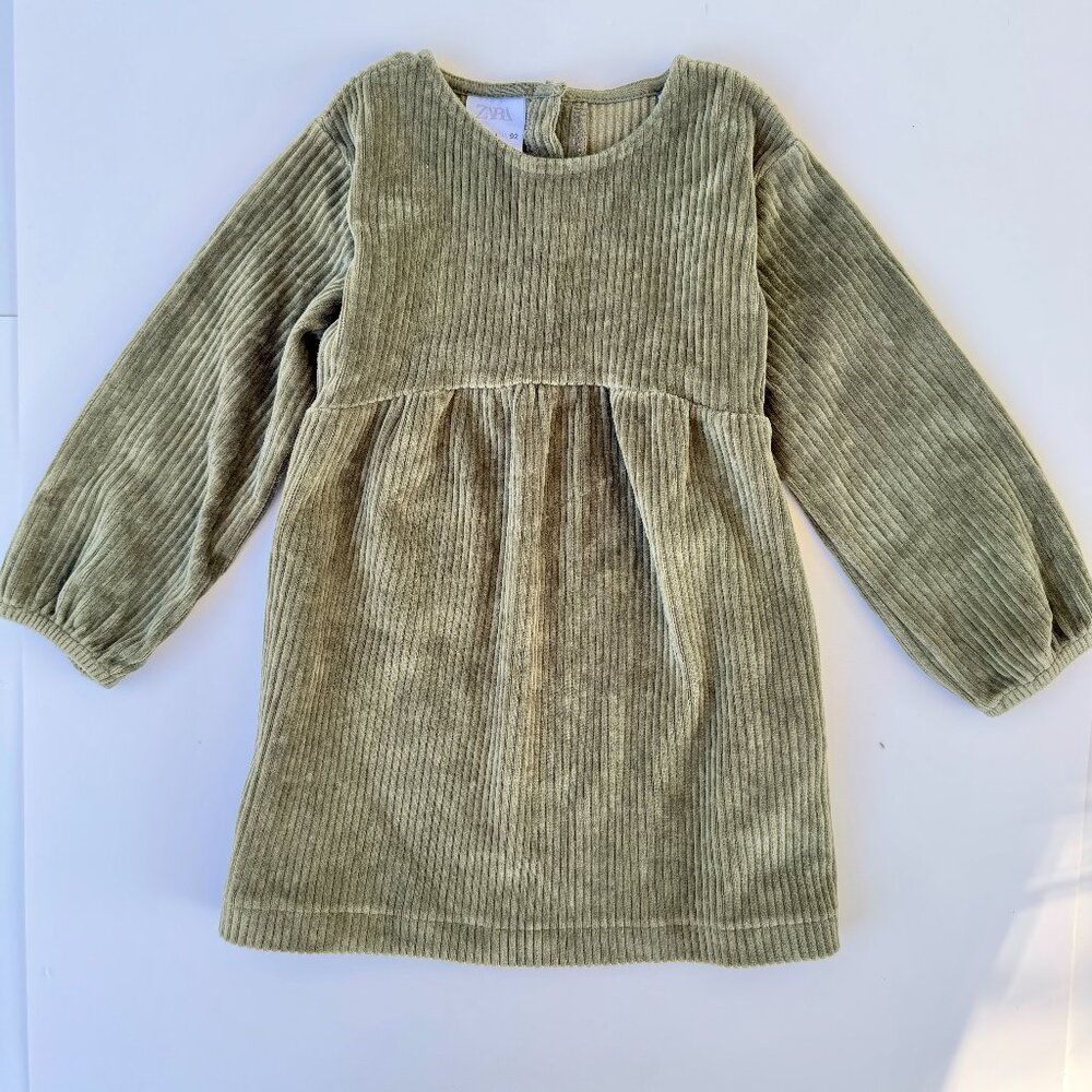 Zara Kids Olive Corduroy Dress